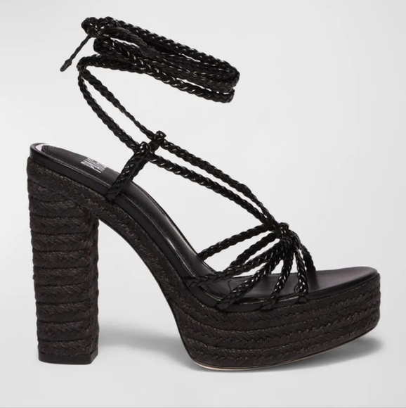 Paige Braided Ankle Wrap Platform Espadrilles Size 6.5